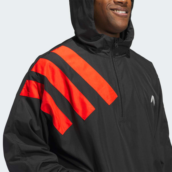 adidas アディダス アノラック プルオーバー ロゴ刺繍 素材切り替え M 90s adidas Logo Nylon Pullover Jacket 黒 XL アディダス
