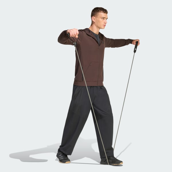 Brown D4T WORKOUT FULL-ZIP HOODIE