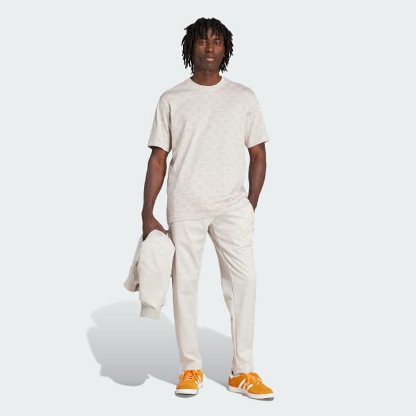 beige Monogram All Over Print Regular Track Pants