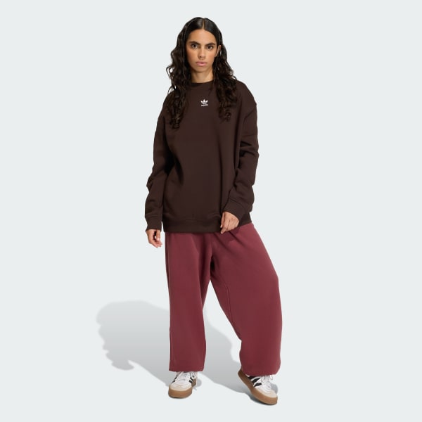 Braun Essentials Fleece-Sweatshirt, Rundhalsausschnitt, lang, Oversized