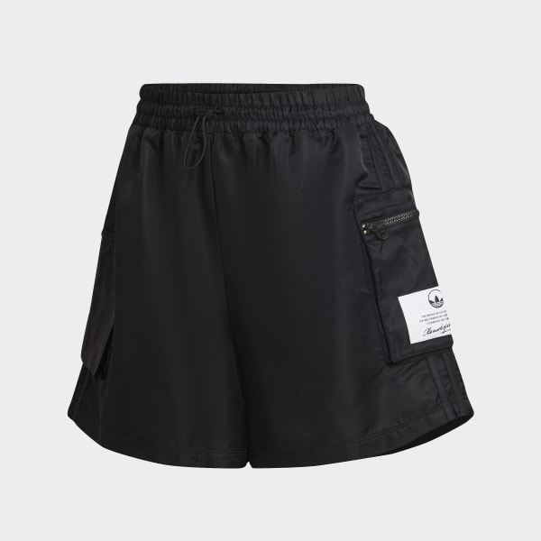 Schwarz High-Waist Nylon Shorts CQ222