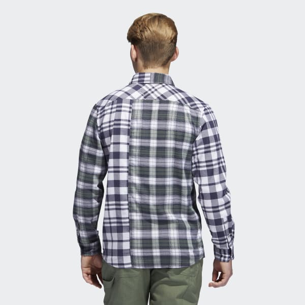 White Adicross Flannel Long Sleeve Sweatshirt P9893