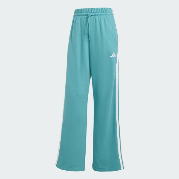 Turquoise Essentials 3-Stripes Open Hem French Terry Joggers