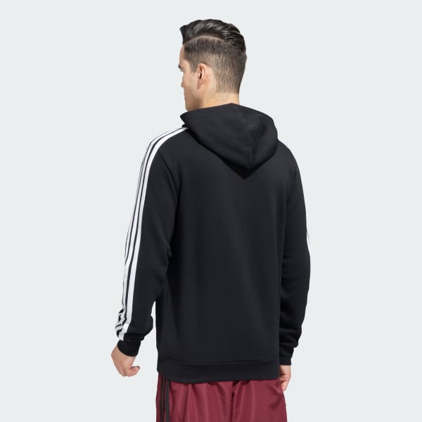 adidas 3 Stripes Full Zip Hooded Sweatshirt - Black | adidas India