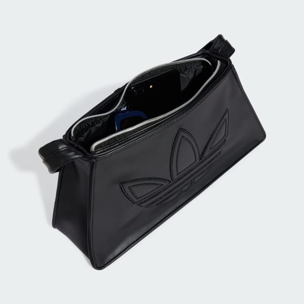 Đen Túi Đeo Vai Viền Logo Ba Lá Polyurethane