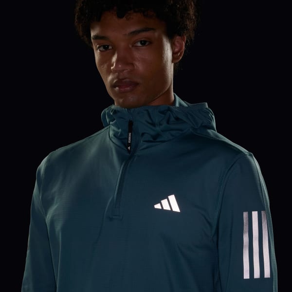 adidas Own The Run Winterized Hooded Half-Zip - Green | Free