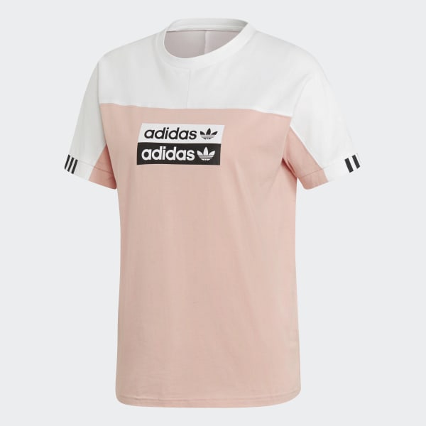 white and pink adidas t shirt