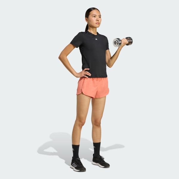 Naranja Shorts Pacer Training 3 Tiras Tejidos Corte Alto