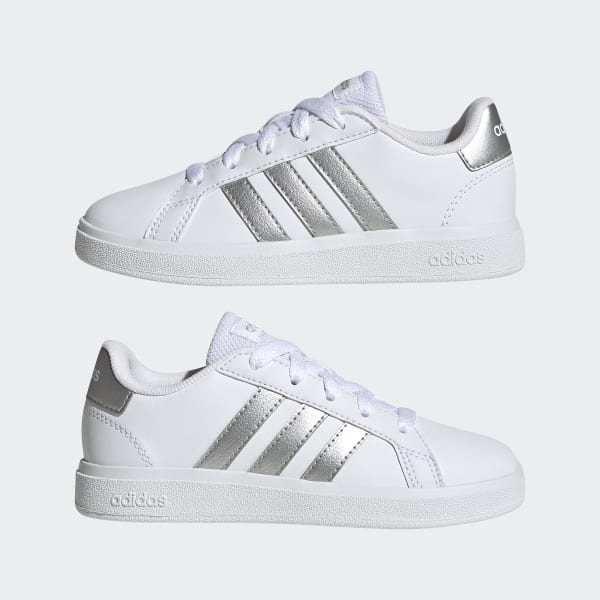 White adidas Grand Court Lifestyle Tennis Lace-Up Shoes | adidas UK