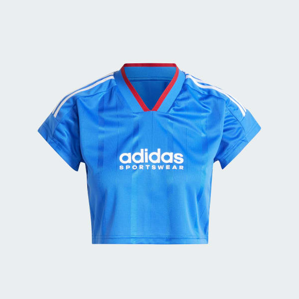 Blue Tiro Cut 3-Stripes Crop Jersey