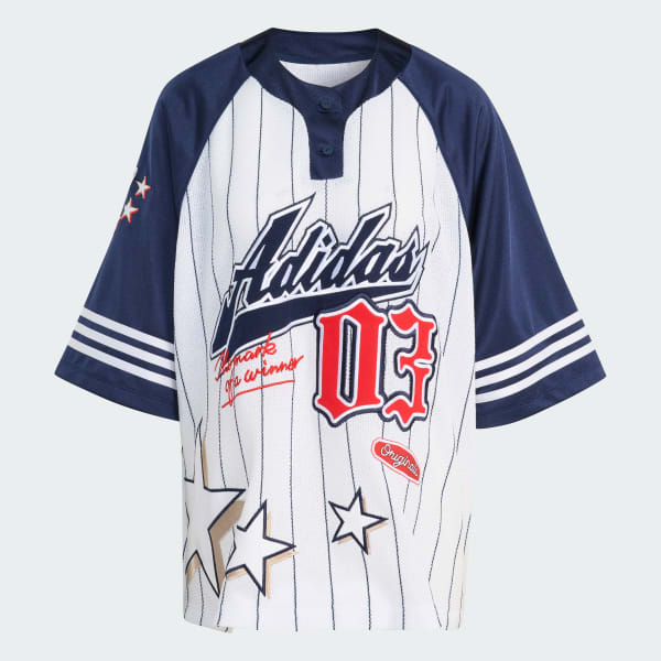 Blanco POLERA DE BÉISBOL ADIDAS ORIGINALS TEJIDO PREMIUM MANGA CORTA