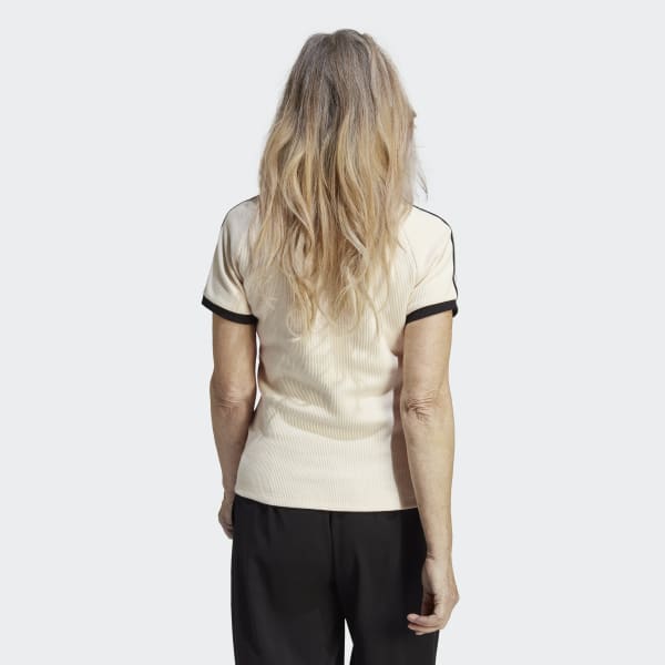adidas 3-Stripes Slim Tee - White | Free Shipping with