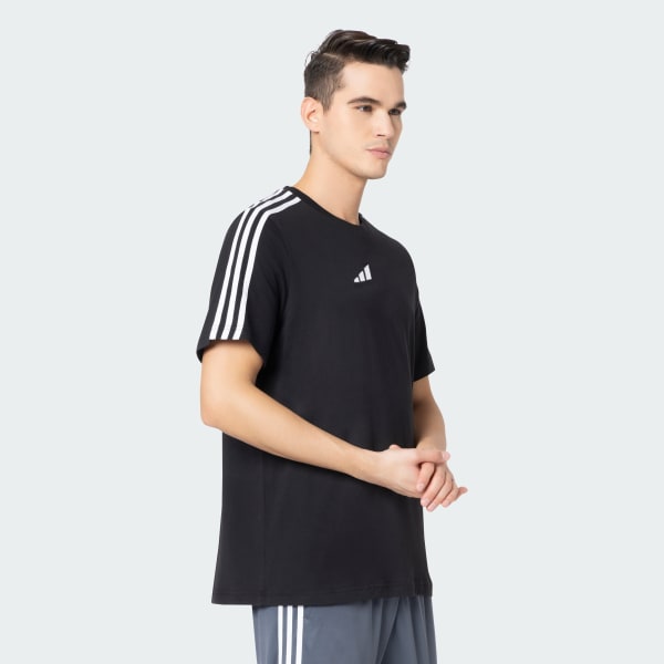 Black 3-Stripes Cotton Tee