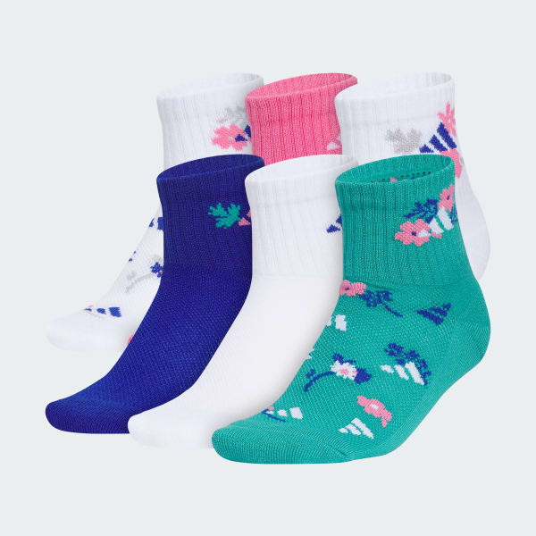 White Girl's Cushioned Graphic 6-Pack Quarter