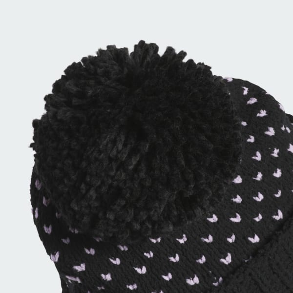 Preto Gorro de Malha com Pompom