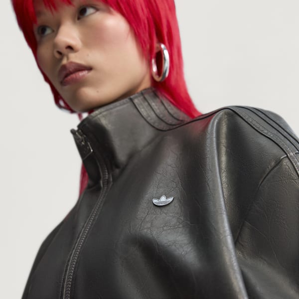 ジャケット・アウター adidas PLEATHER FIREBIRD OVERSIZED TRACK adidas Pleather Firebird Oversized Track jacket - Black