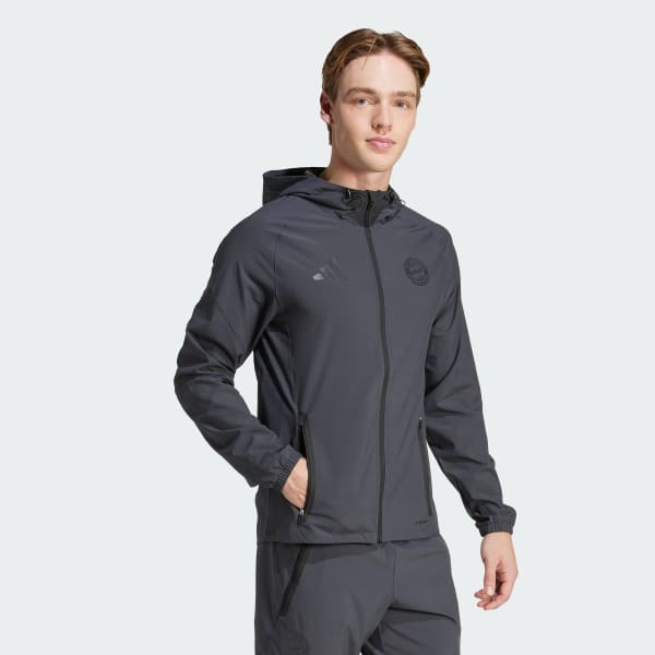 Grey FC Bayern Tiro 25 Competition Vis Tech Travel Jacket