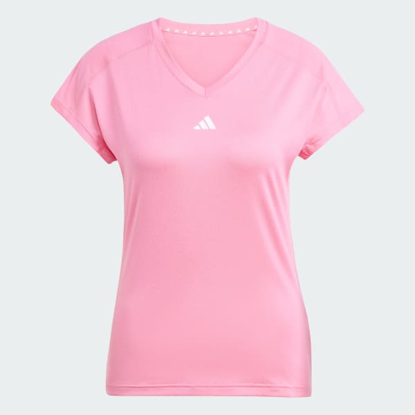 Pink AEROREADY Train Essentials Minimal Branding V-Neck Tee