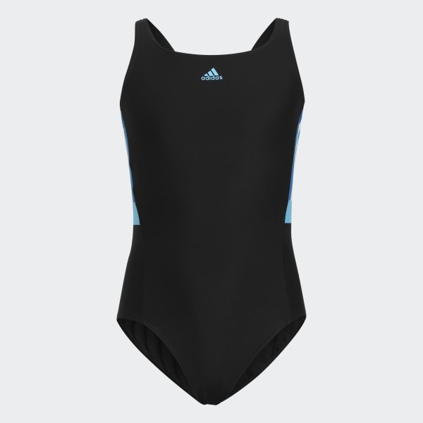 Black Colorblock 3-Stripes Swimsuit L9351
