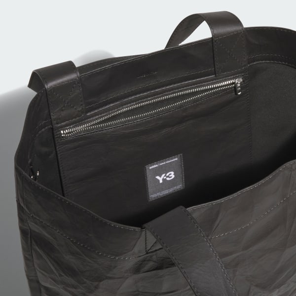 Y-3 ブラック レザートートバッグ Y-3 並行輸入 ワイスリー トートバッグ ブラック バッグ コットン