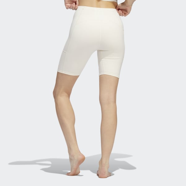 Beige adidas Yoga 4 Elements Studio Pocket kurze Tight