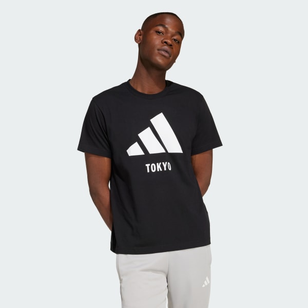 16枚　アディダス　Tシャツ ブラック ローズオレンジ インナーウエア　男女兼用 アディダス 東京Tシャツ（ジェンダーニュートラル） - ブラック