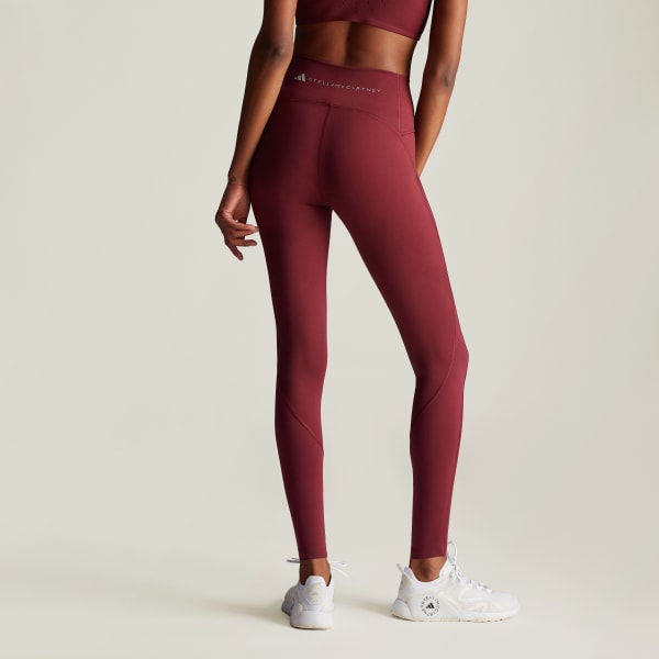 สีแดงเบอร์กันดี กางเกงเทรนนิงรัดรูป adidas by Stella McCartney TruePurpose Optime