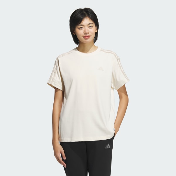 ホワイト エッセンシャルズ プラス スリーストライプス 半袖Tシャツ