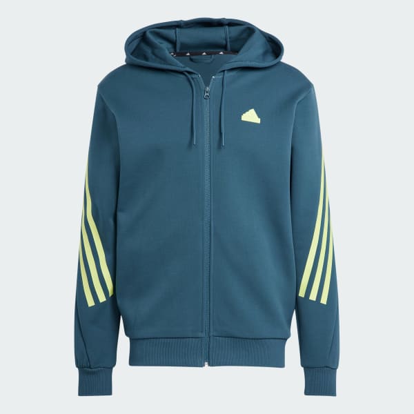 Turquoise Future Icons 3-Stripes Full-Zip Hoodie