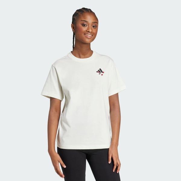 Bianco T-shirt grafica floreale Tiro