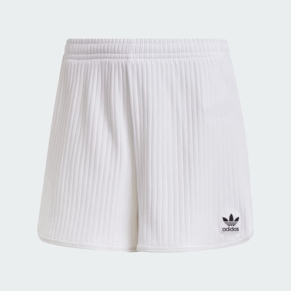 White Essentials Wide Rib Sprinter Shorts