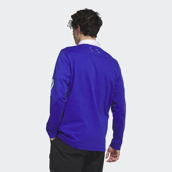 Blue Adicross Long Sleeve Golf Polo Shirt