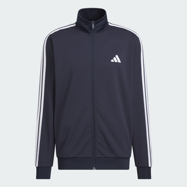 ブルー スリーストライプス レギュラーフィット ダブルニット トラックトップ（ジャージ）