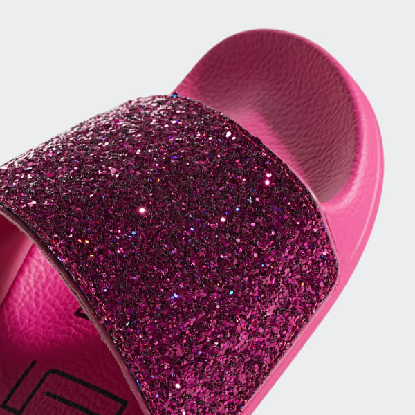 pink glitter adidas slides