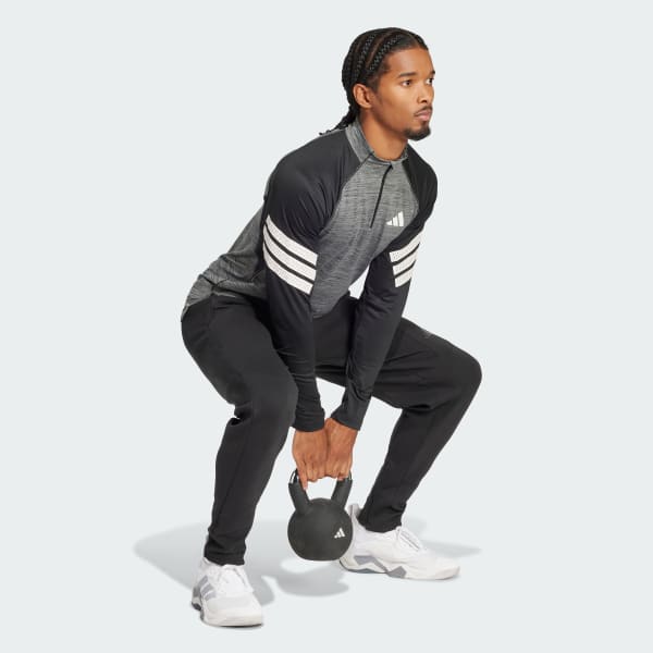 Svart Icon 3-Stripes 1/4-Zip T-shirt