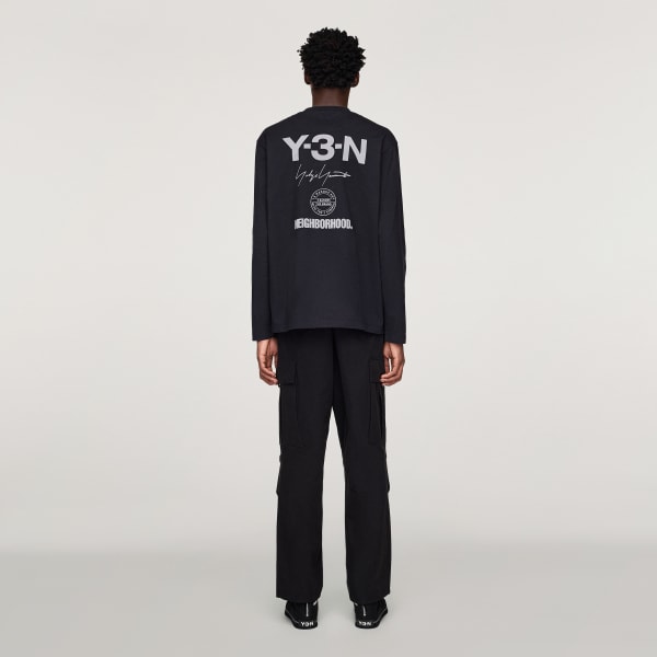 cierna Tričko Y-3 NBHD LOGO LS TEE