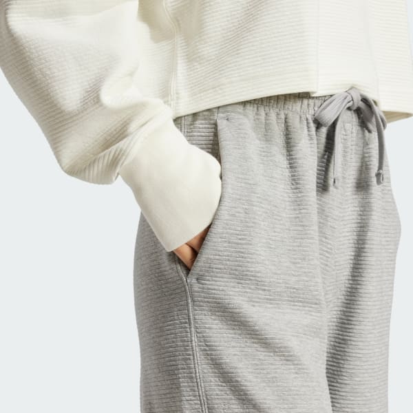 adidas ALL SZN Rib 7/8-Length Wide Leg Pants - Grey | Free