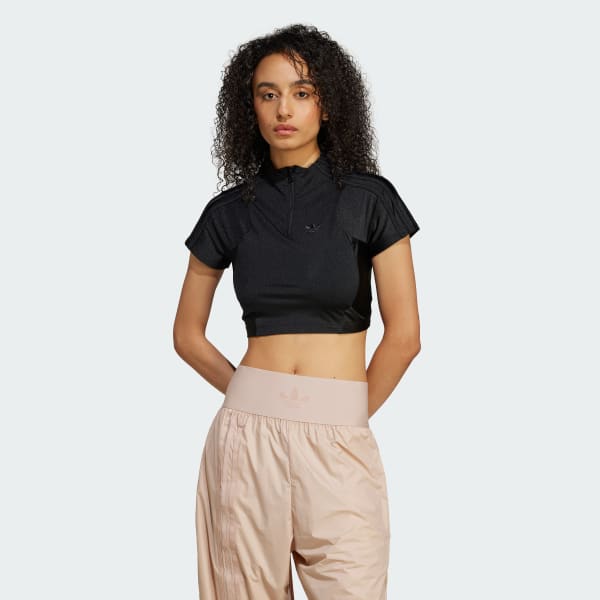 Μαύρο Zip-Up Crop Top