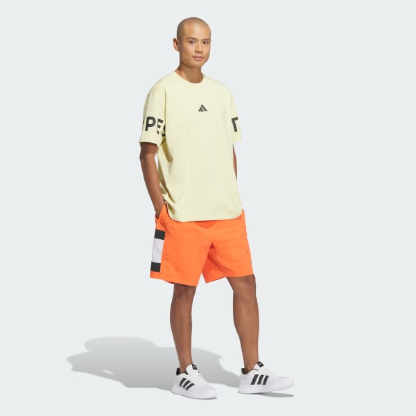 オレンジ ワーディング パック ルーズフィット メッシュ裏地付き ウーブンショーツ