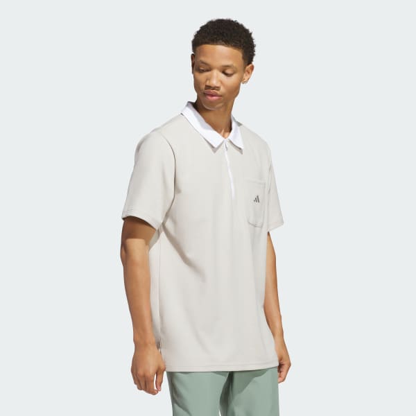 adidas Essentials Quarter-Zip Polo Shirt - Beige | Free