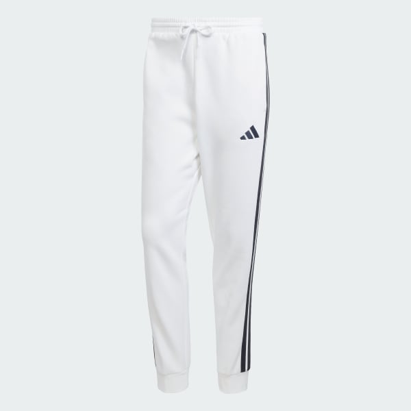 White Essentials 3-Stripes Fleece Pants