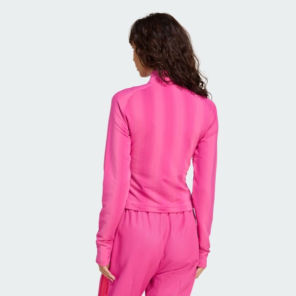 Rose Haut manches longues de football graphique demi-zip