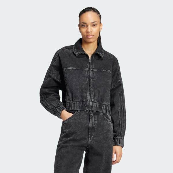 Black Premium Essentials Denim Track Top