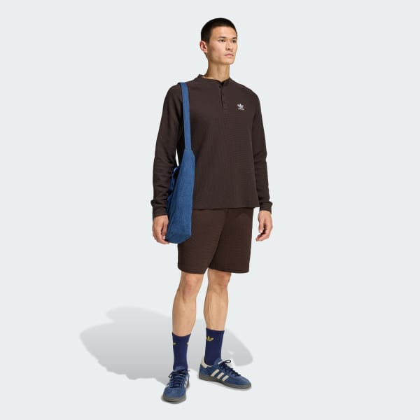 Brown Essentials Trefoil Waffle Shorts