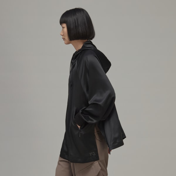 Black Classic Tech Silk Hooded Top UB811