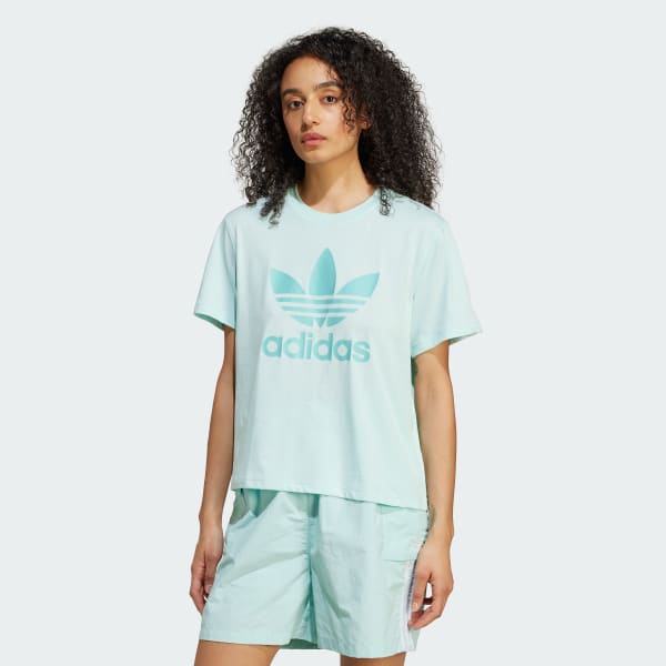 Turquoise Adicolor Trefoil Boxy Tee