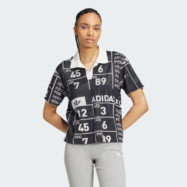 Black Kseniaschnaider Graphic Towel Polo Shirt