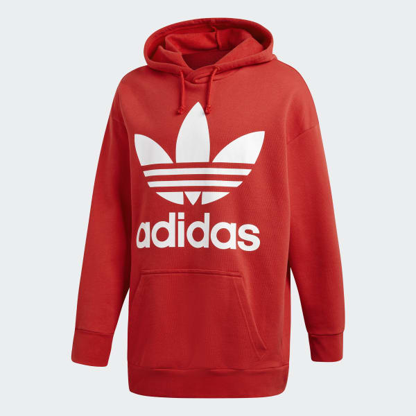 Adidas Oversize Trefoil Kapusonlu Ust Kirmizi Adidas Turkey