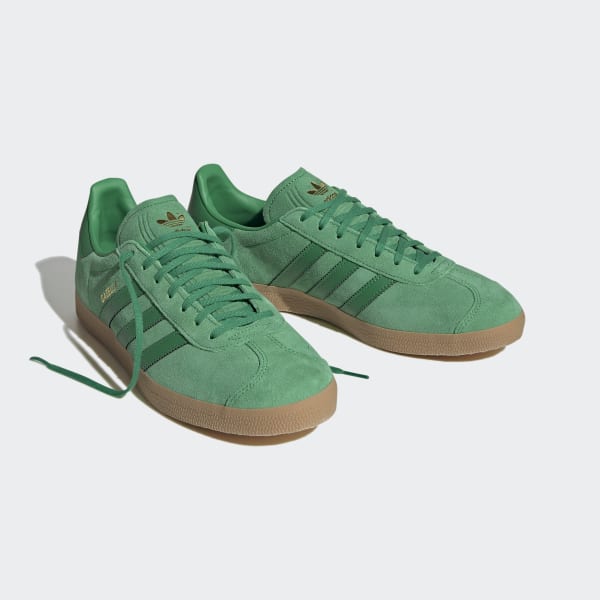 Adidas originals gazelle green hotsell suede sneakers