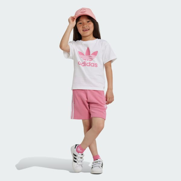 Rosado Conjunto Adicolor Shorts y Polo Niños